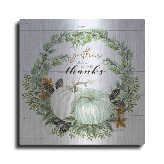 Luxe Metal Art 'Gather and Give Thanks Wreath' by Cindy Jacobs, Metal Wall Art