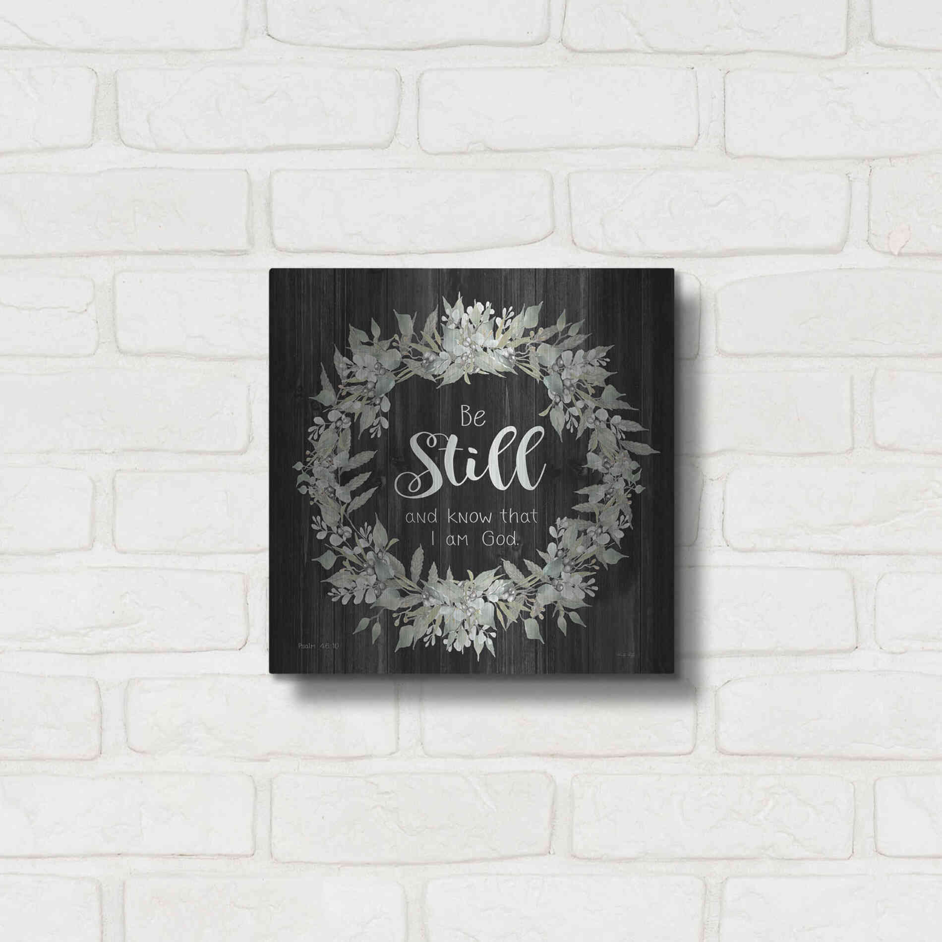 Luxe Metal Art 'Be Still and Know Wreath' by Cindy Jacobs, Metal Wall Art,12x12