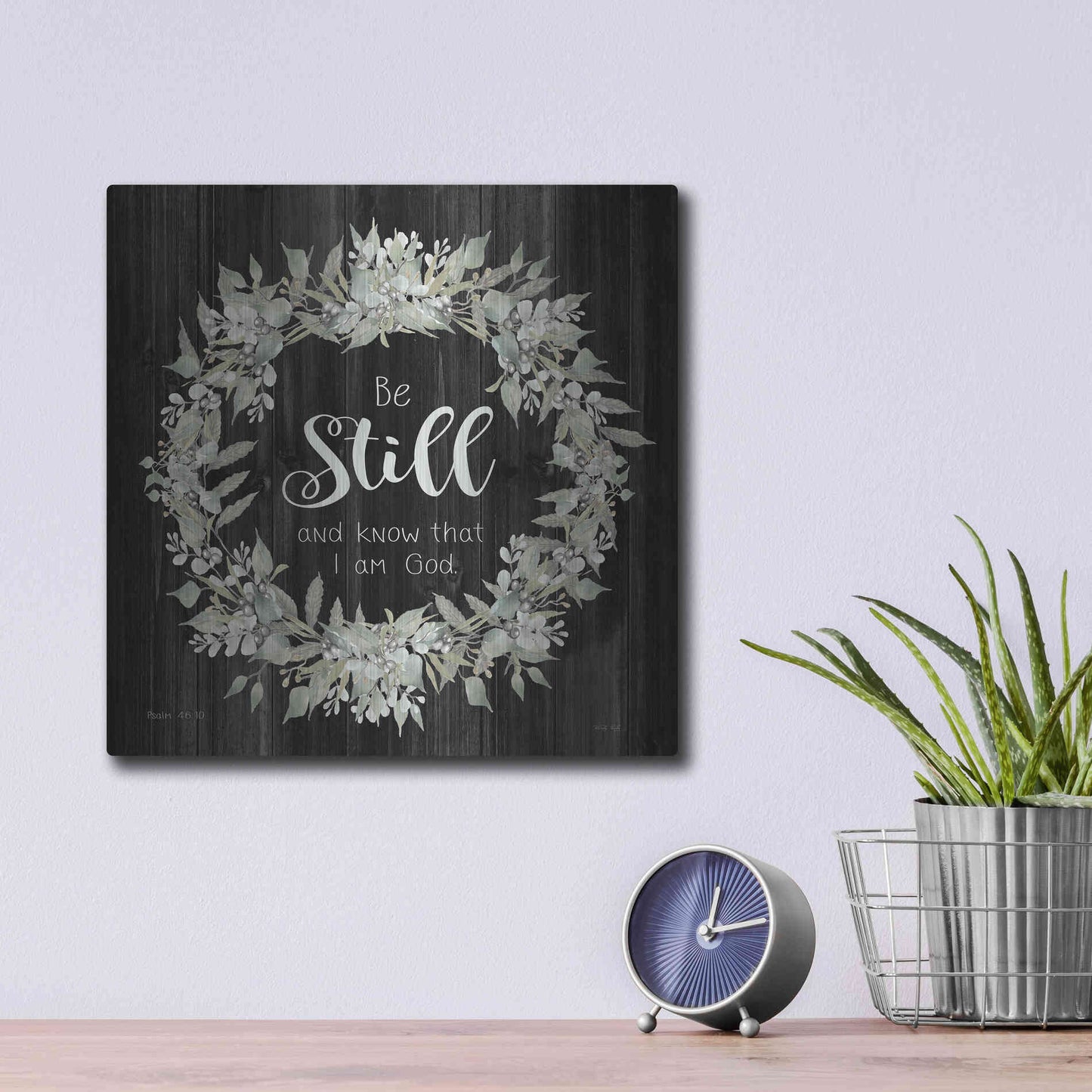 Luxe Metal Art 'Be Still and Know Wreath' by Cindy Jacobs, Metal Wall Art,12x12