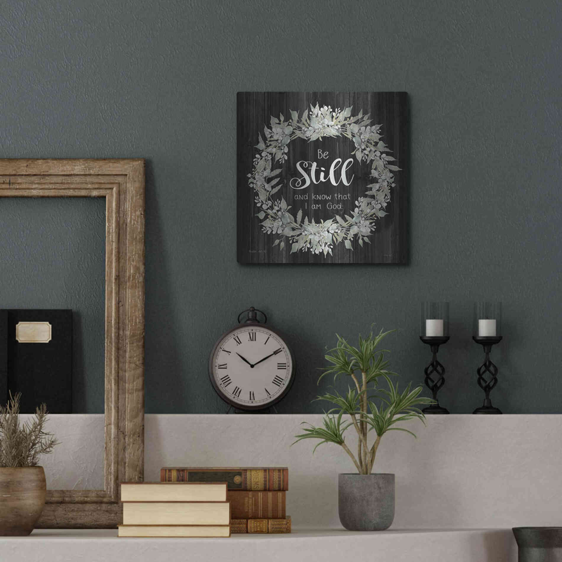 Luxe Metal Art 'Be Still and Know Wreath' by Cindy Jacobs, Metal Wall Art,12x12