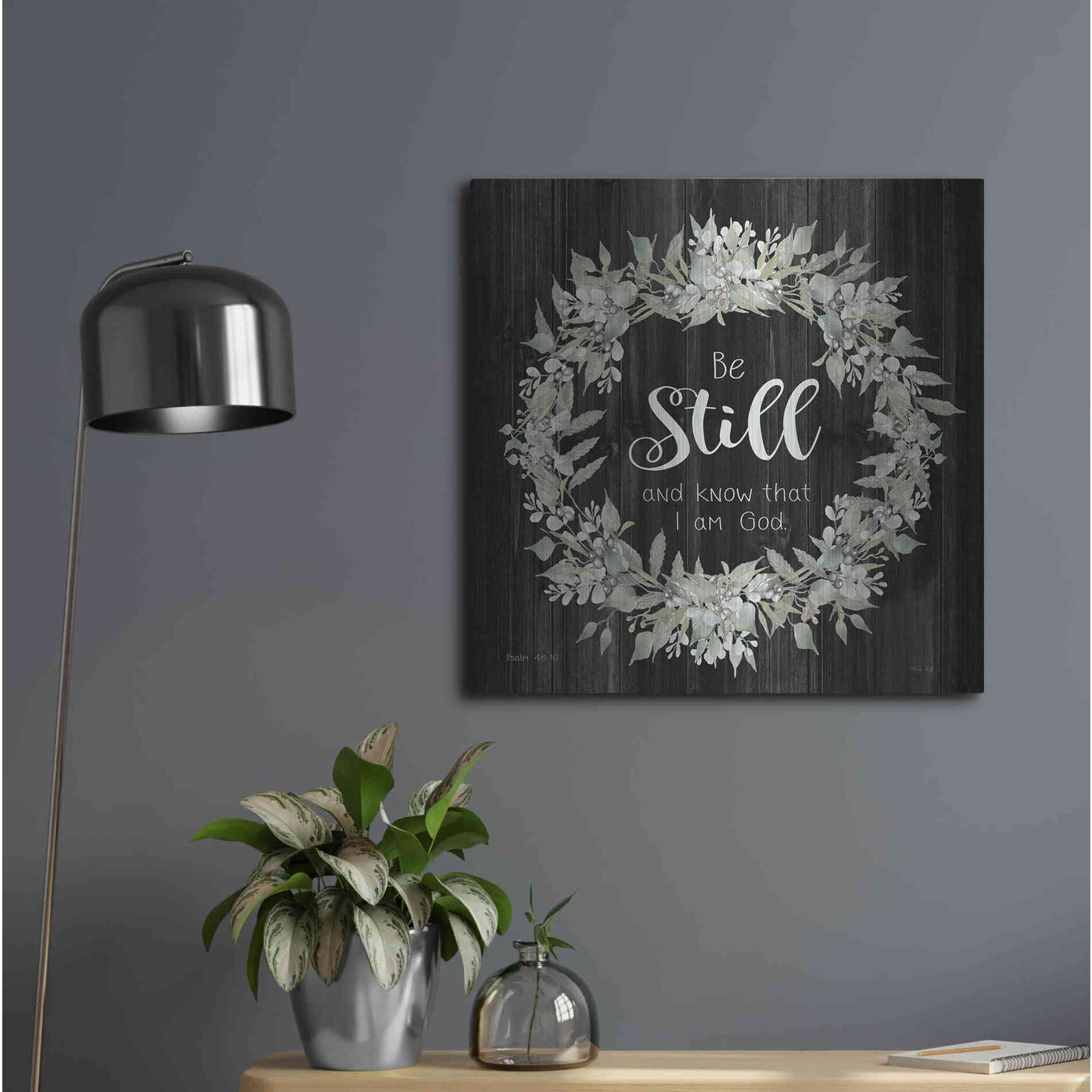 Luxe Metal Art 'Be Still and Know Wreath' by Cindy Jacobs, Metal Wall Art,24x24