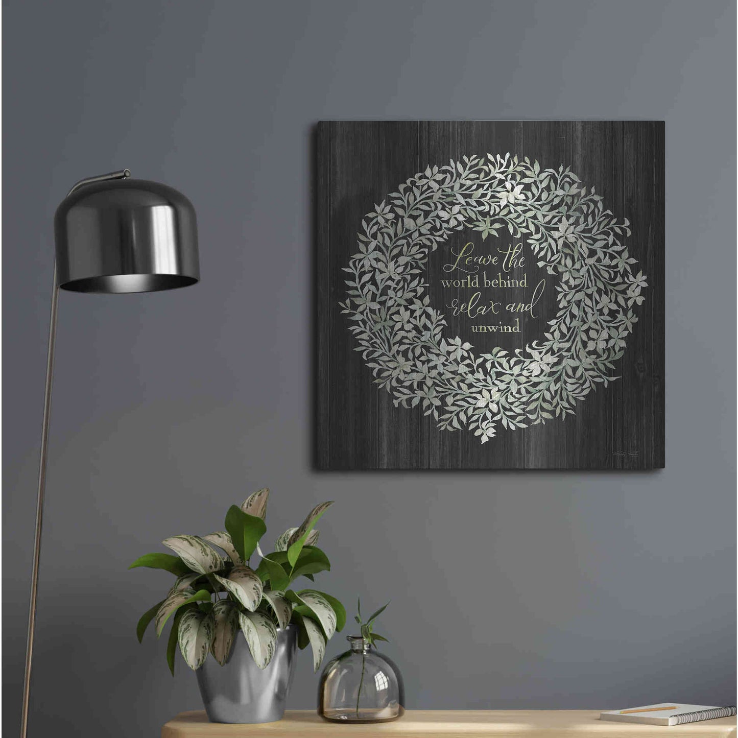 Luxe Metal Art 'Leave the World Behind Wreath' by Cindy Jacobs, Metal Wall Art,24x24