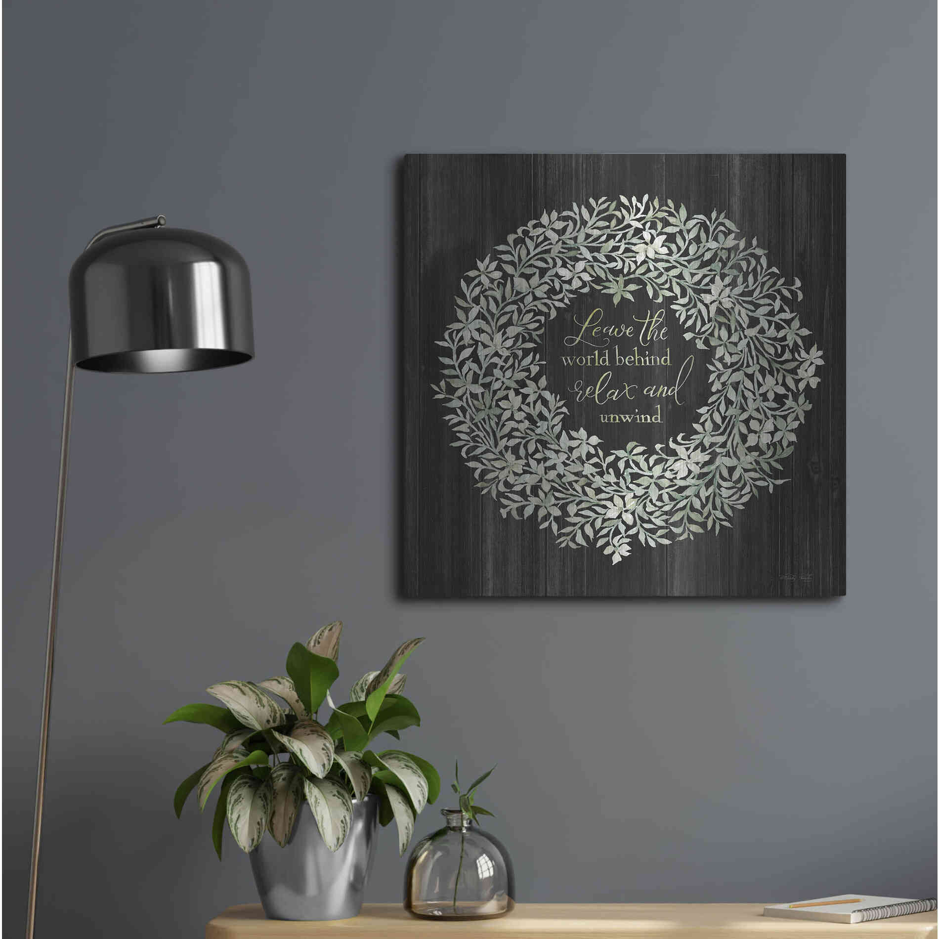 Luxe Metal Art 'Leave the World Behind Wreath' by Cindy Jacobs, Metal Wall Art,24x24