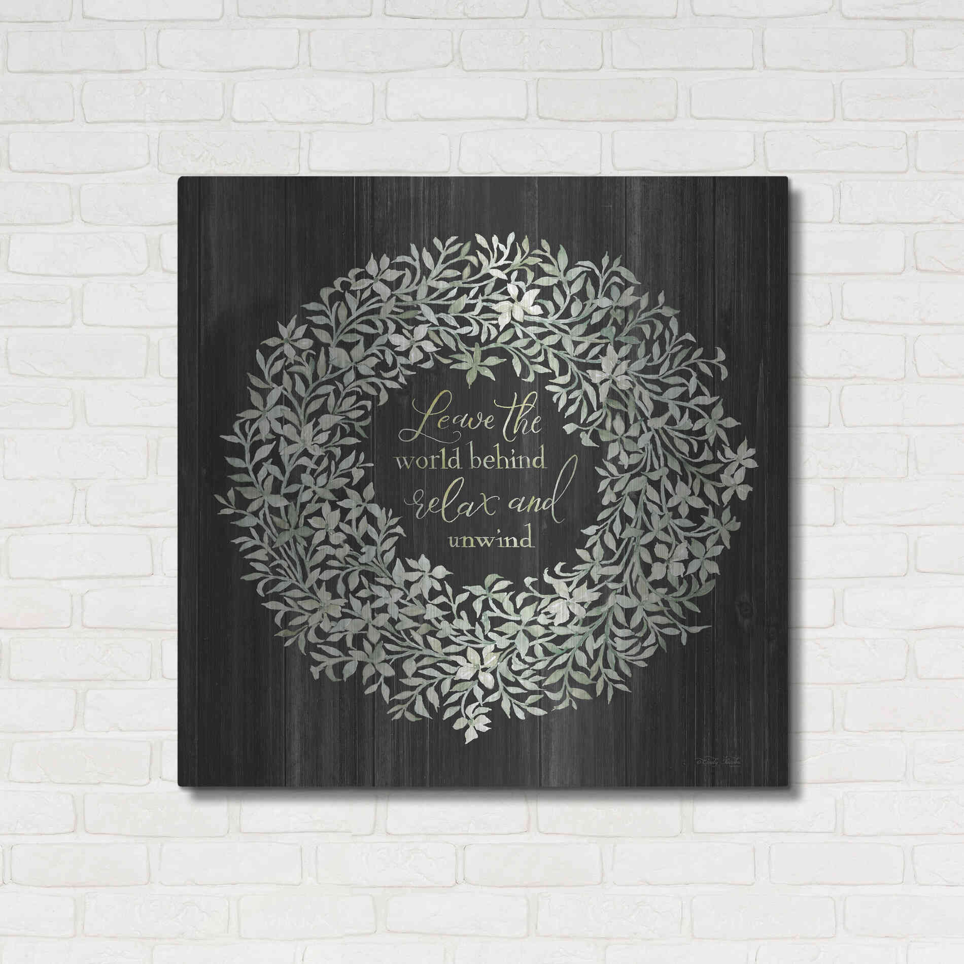 Luxe Metal Art 'Leave the World Behind Wreath' by Cindy Jacobs, Metal Wall Art,36x36