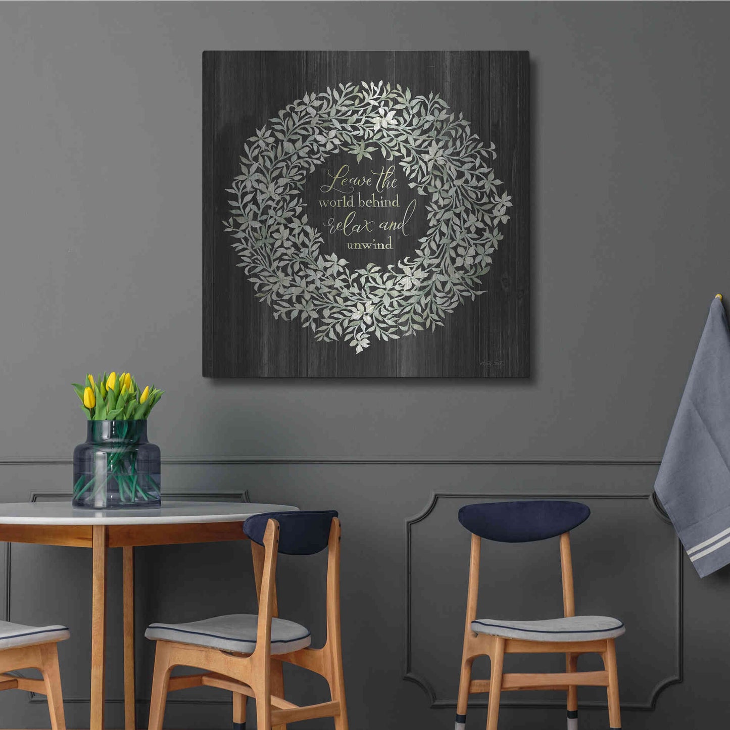 Luxe Metal Art 'Leave the World Behind Wreath' by Cindy Jacobs, Metal Wall Art,36x36