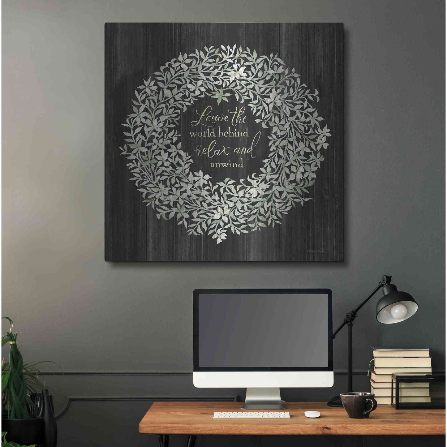 Luxe Metal Art 'Leave the World Behind Wreath' by Cindy Jacobs, Metal Wall Art,36x36