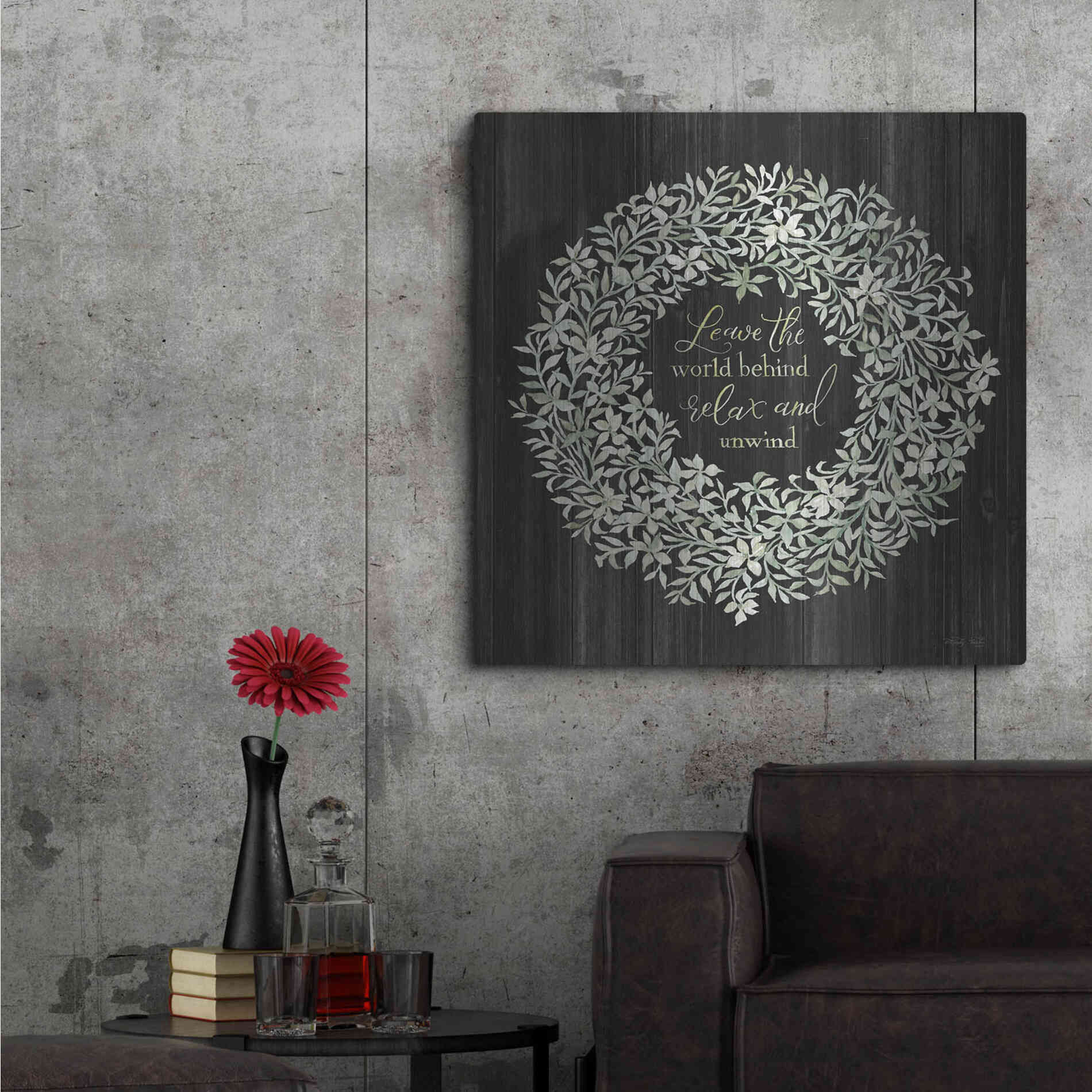 Luxe Metal Art 'Leave the World Behind Wreath' by Cindy Jacobs, Metal Wall Art,36x36