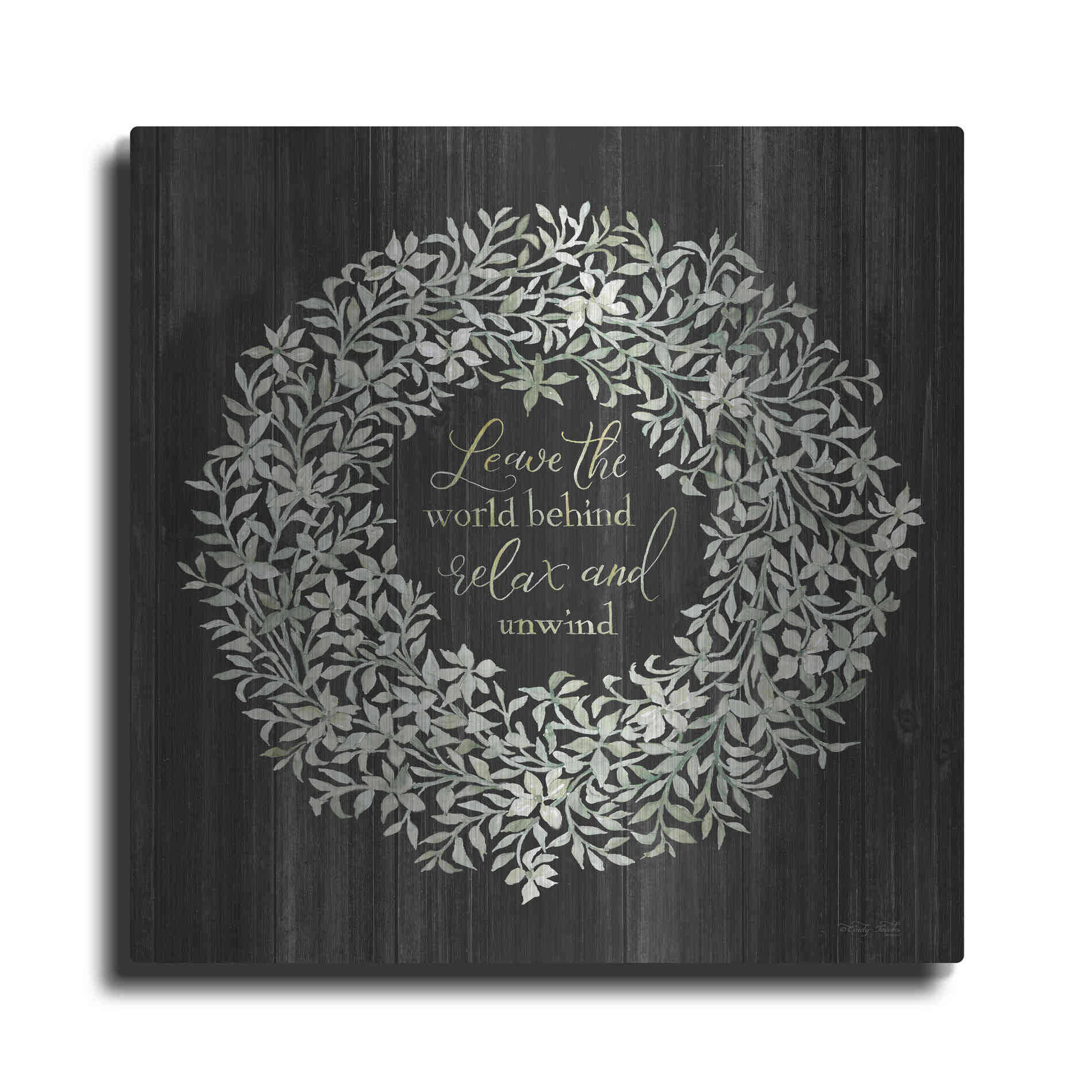 Luxe Metal Art 'Leave the World Behind Wreath' by Cindy Jacobs, Metal Wall Art