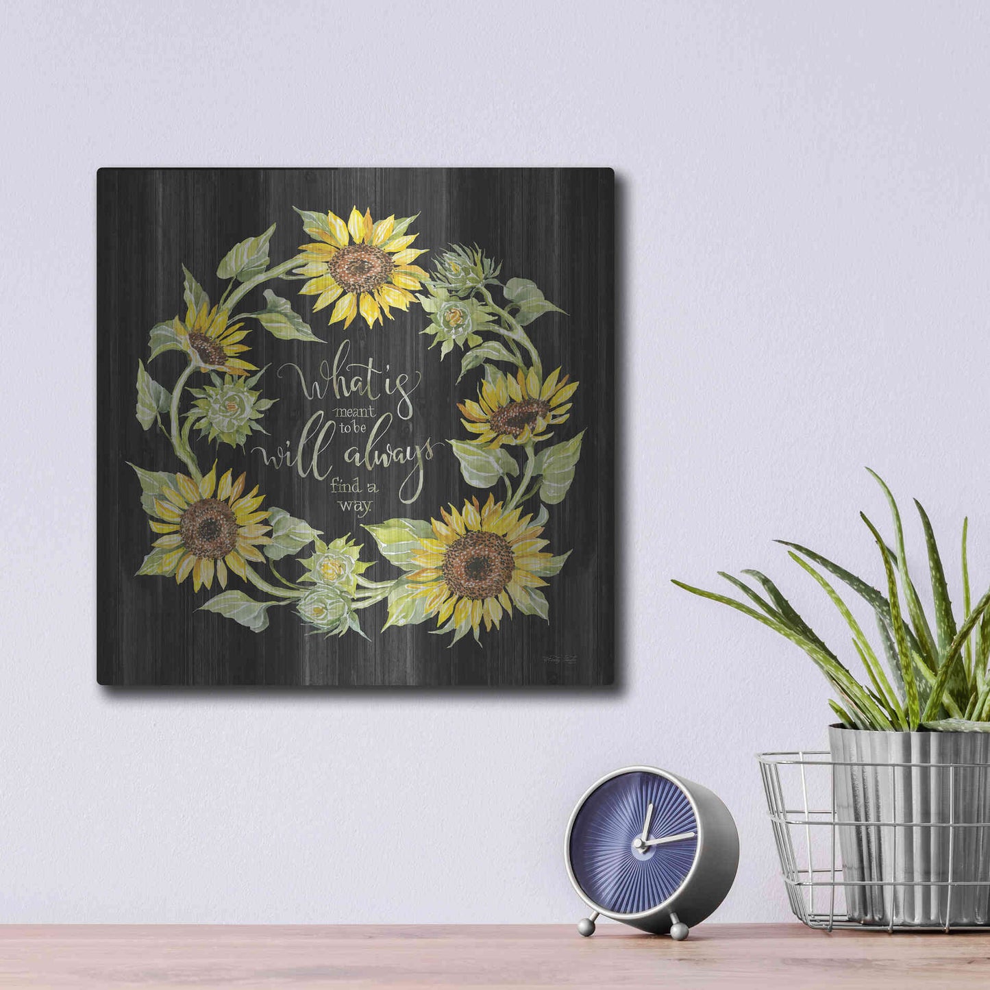 Luxe Metal Art 'What's Meant to Be Wreath' by Cindy Jacobs, Metal Wall Art,12x12