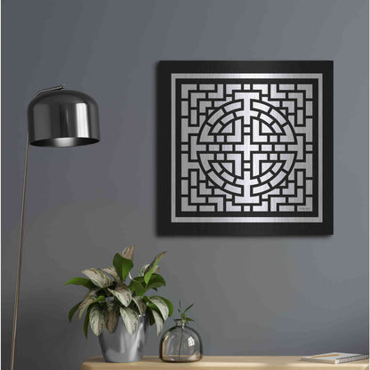 Luxe Metal Art 'Black & White Geo I' by Cindy Jacobs, Metal Wall Art,24x24