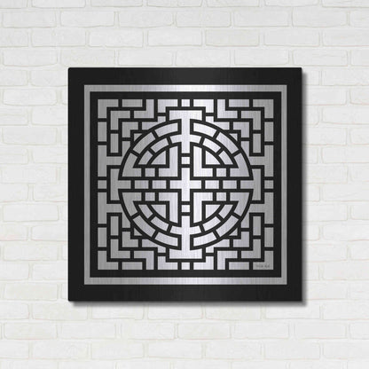 Luxe Metal Art 'Black & White Geo I' by Cindy Jacobs, Metal Wall Art,36x36