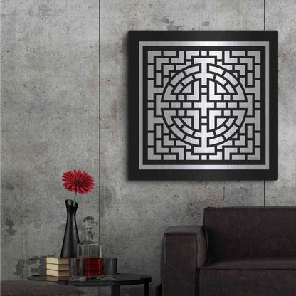 Luxe Metal Art 'Black & White Geo I' by Cindy Jacobs, Metal Wall Art,36x36