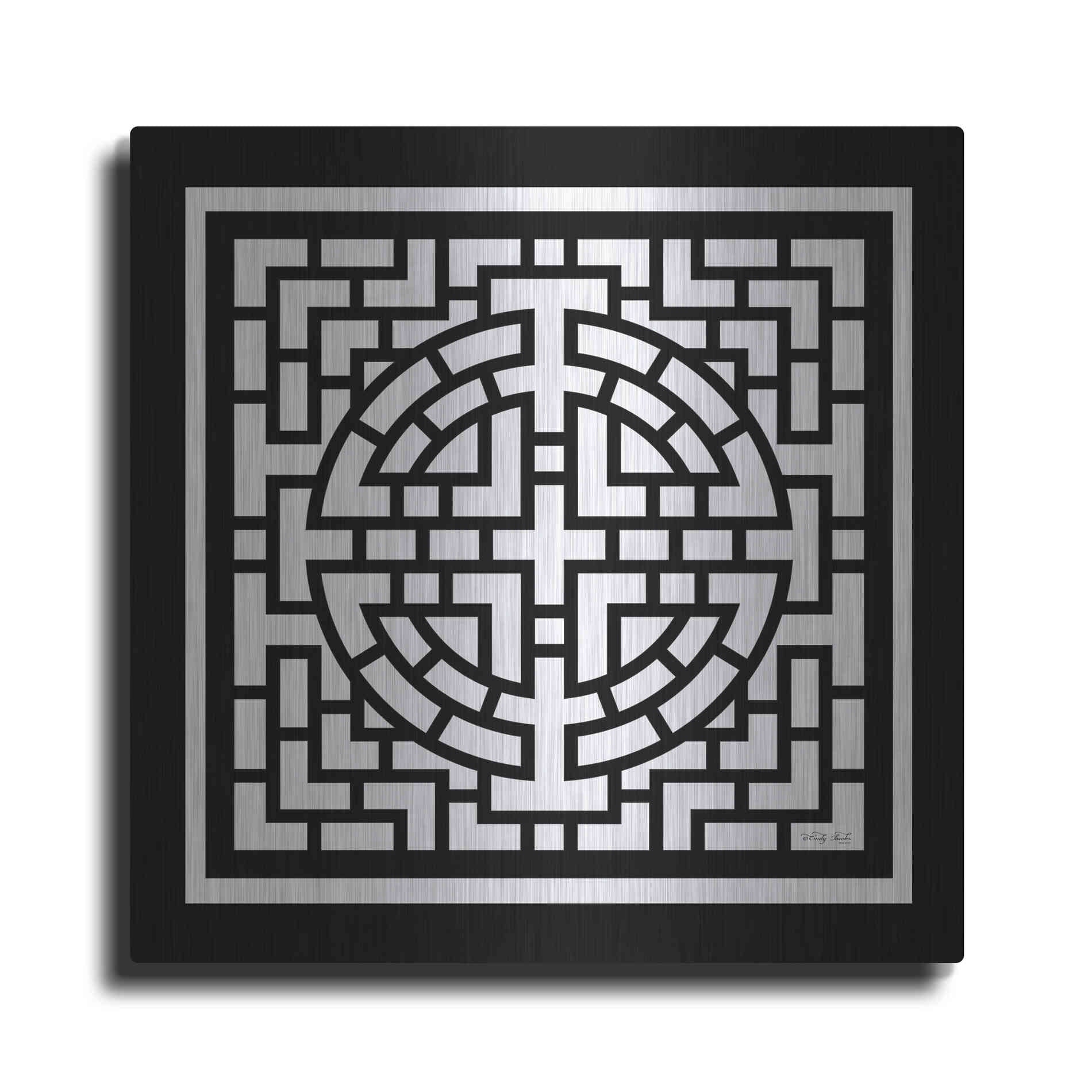 Luxe Metal Art 'Black & White Geo I' by Cindy Jacobs, Metal Wall Art