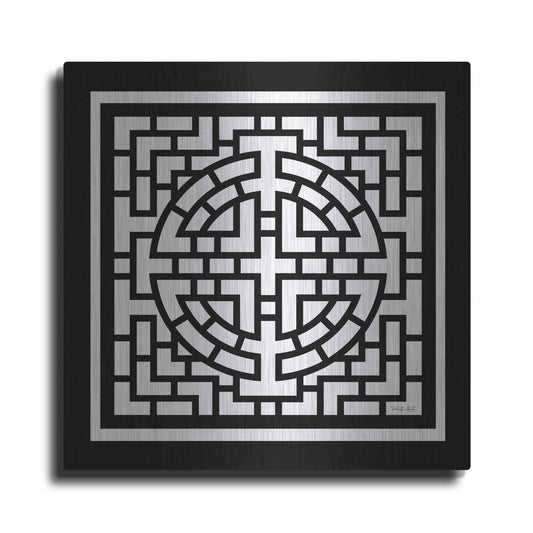 Luxe Metal Art 'Black & White Geo I' by Cindy Jacobs, Metal Wall Art