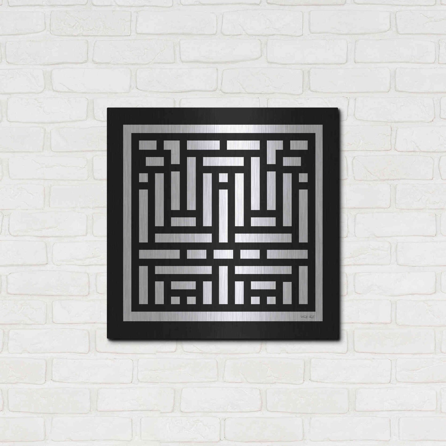 Luxe Metal Art 'Black & White Geo II' by Cindy Jacobs, Metal Wall Art,24x24