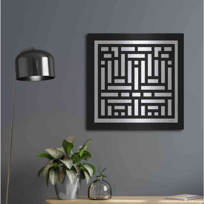 Luxe Metal Art 'Black & White Geo II' by Cindy Jacobs, Metal Wall Art,24x24