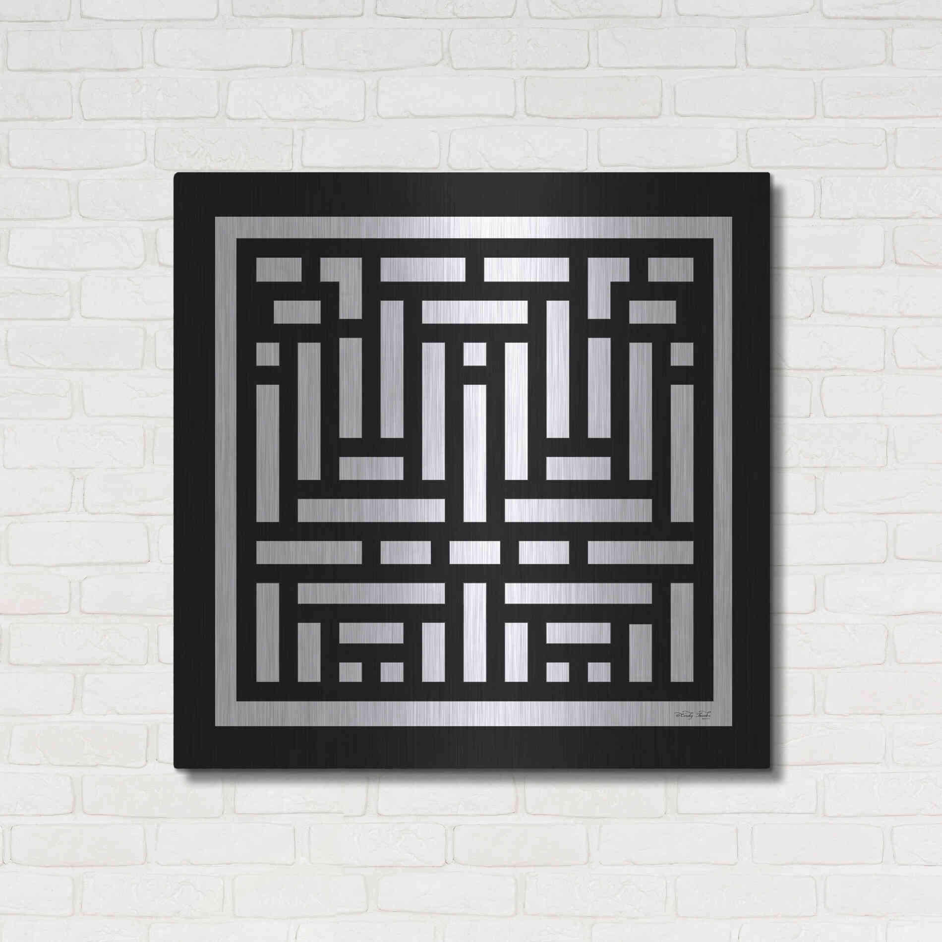 Luxe Metal Art 'Black & White Geo II' by Cindy Jacobs, Metal Wall Art,36x36