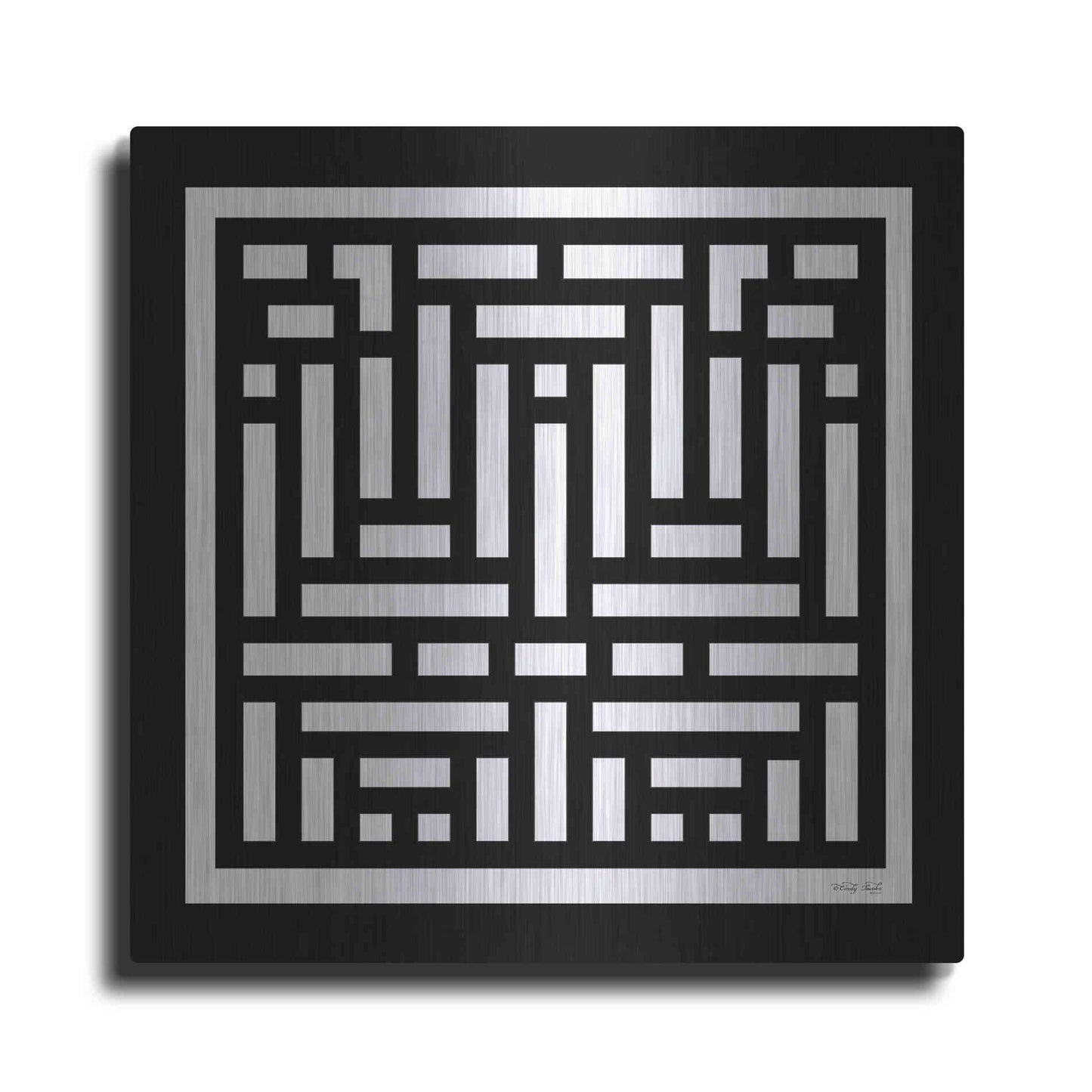 Luxe Metal Art 'Black & White Geo II' by Cindy Jacobs, Metal Wall Art