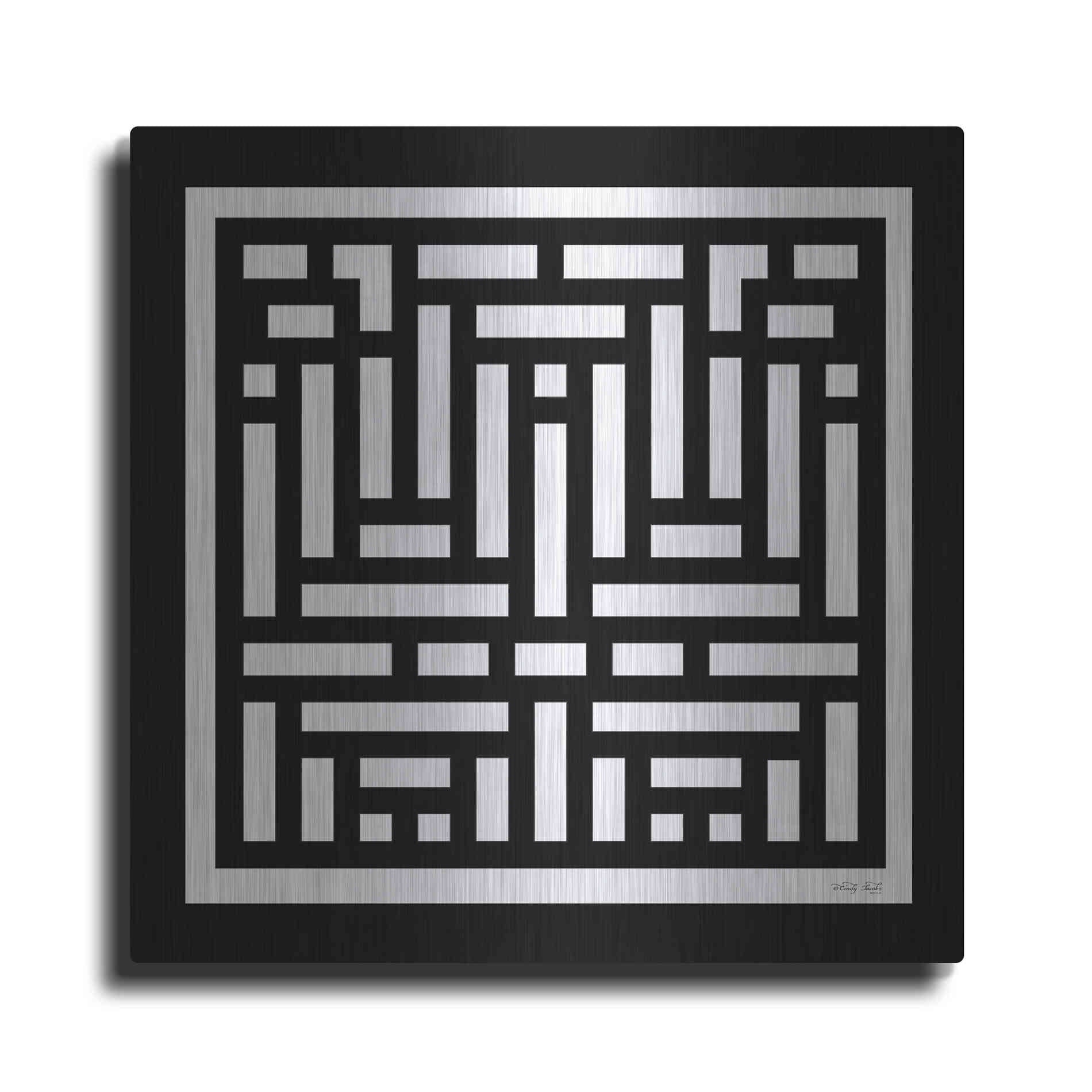 Luxe Metal Art 'Black & White Geo II' by Cindy Jacobs, Metal Wall Art