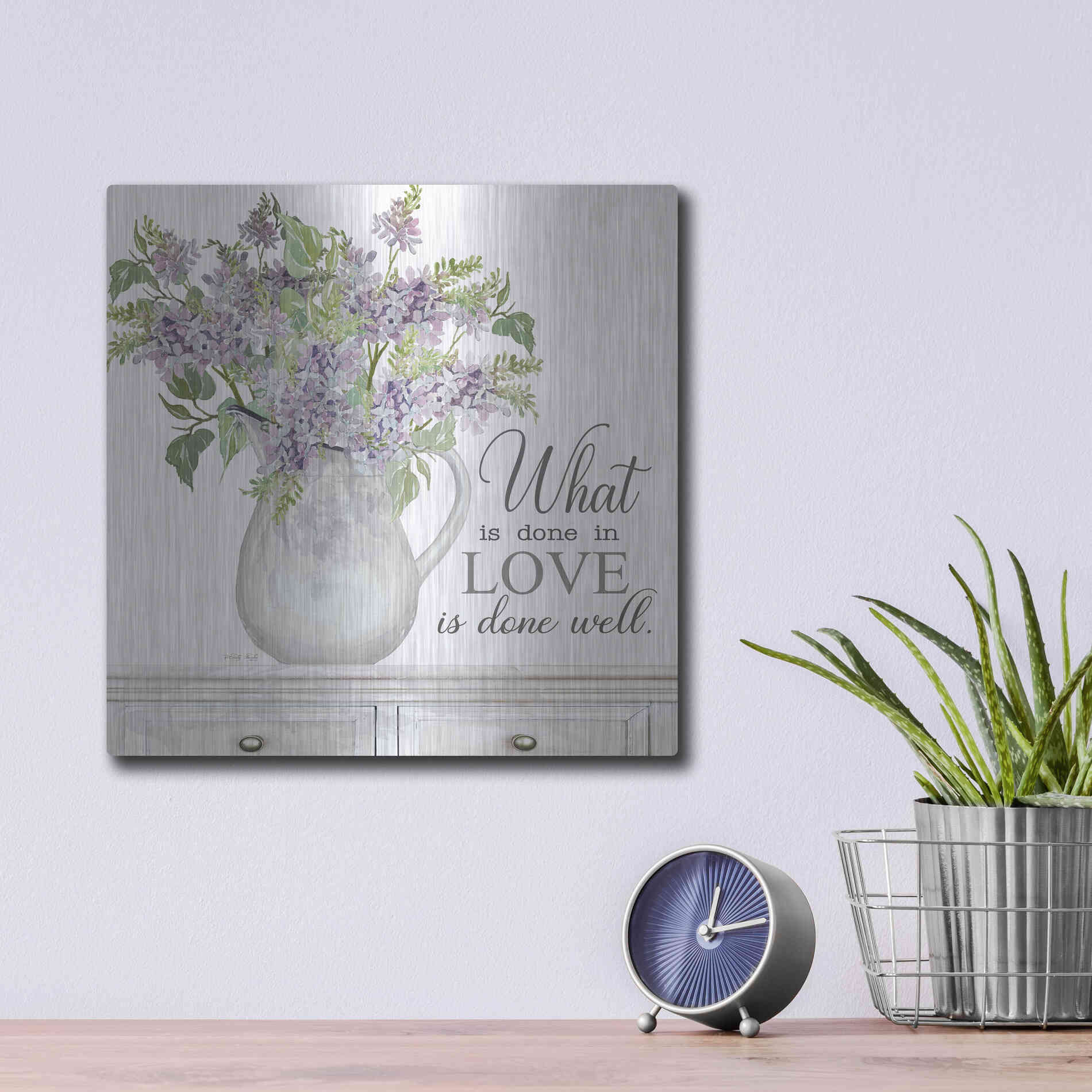 Luxe Metal Art 'What is Done in Love' by Cindy Jacobs, Metal Wall Art,12x12