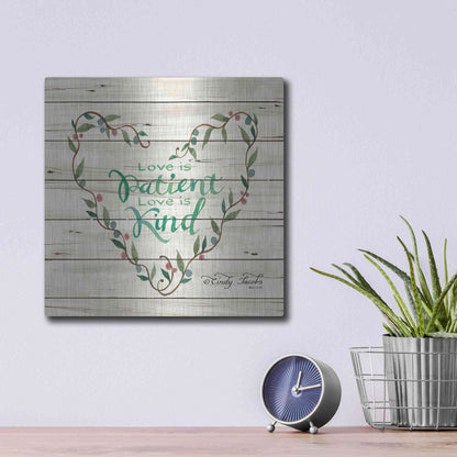 Luxe Metal Art 'Love is Patient Heart Wreath' by Cindy Jacobs, Metal Wall Art,12x12