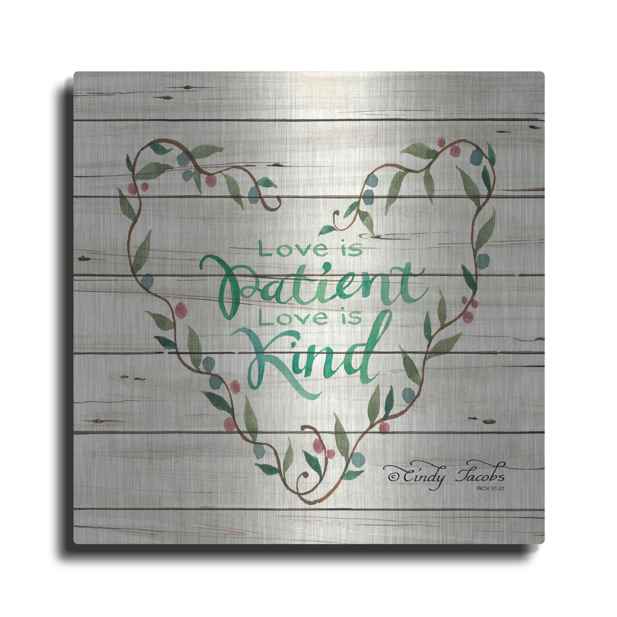 Luxe Metal Art 'Love is Patient Heart Wreath' by Cindy Jacobs, Metal Wall Art