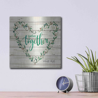 Luxe Metal Art 'Gather Together Heart Wreath' by Cindy Jacobs, Metal Wall Art,12x12