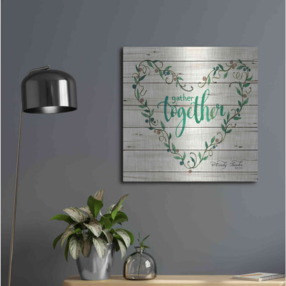 Luxe Metal Art 'Gather Together Heart Wreath' by Cindy Jacobs, Metal Wall Art,24x24