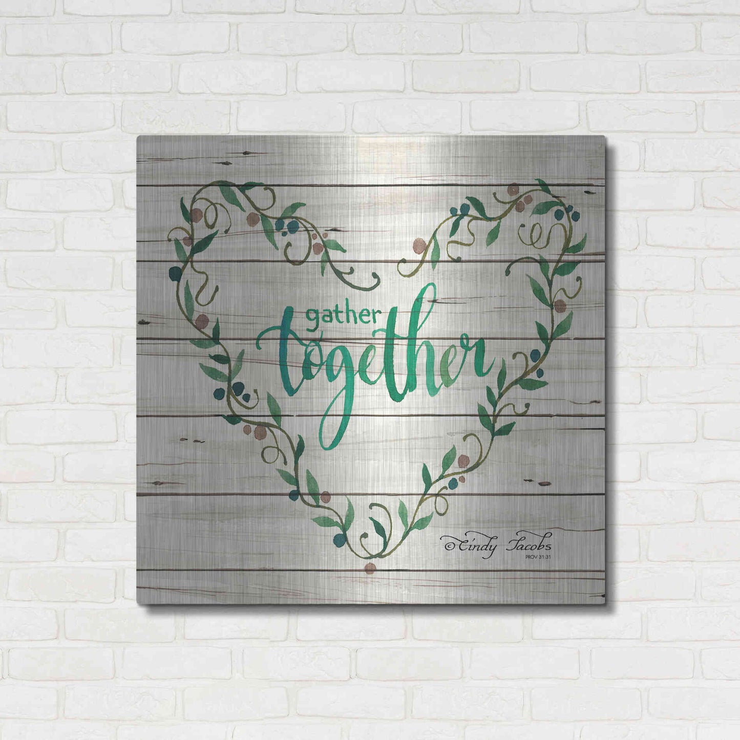 Luxe Metal Art 'Gather Together Heart Wreath' by Cindy Jacobs, Metal Wall Art,36x36