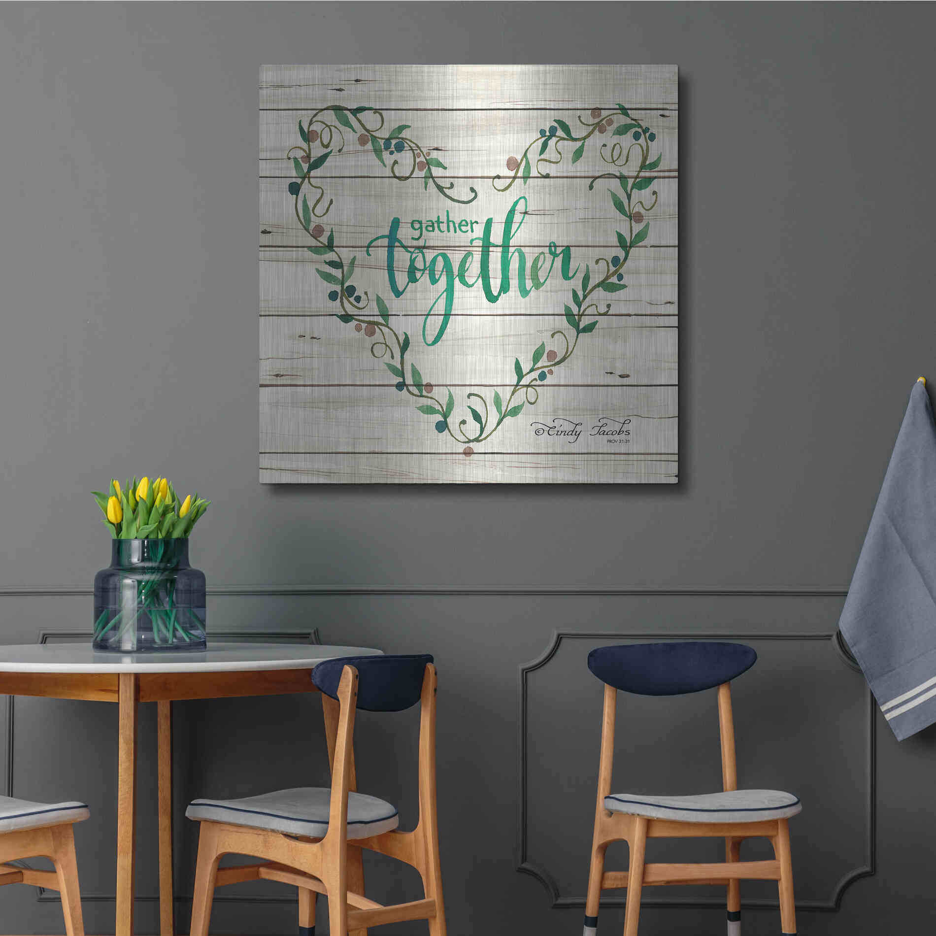 Luxe Metal Art 'Gather Together Heart Wreath' by Cindy Jacobs, Metal Wall Art,36x36