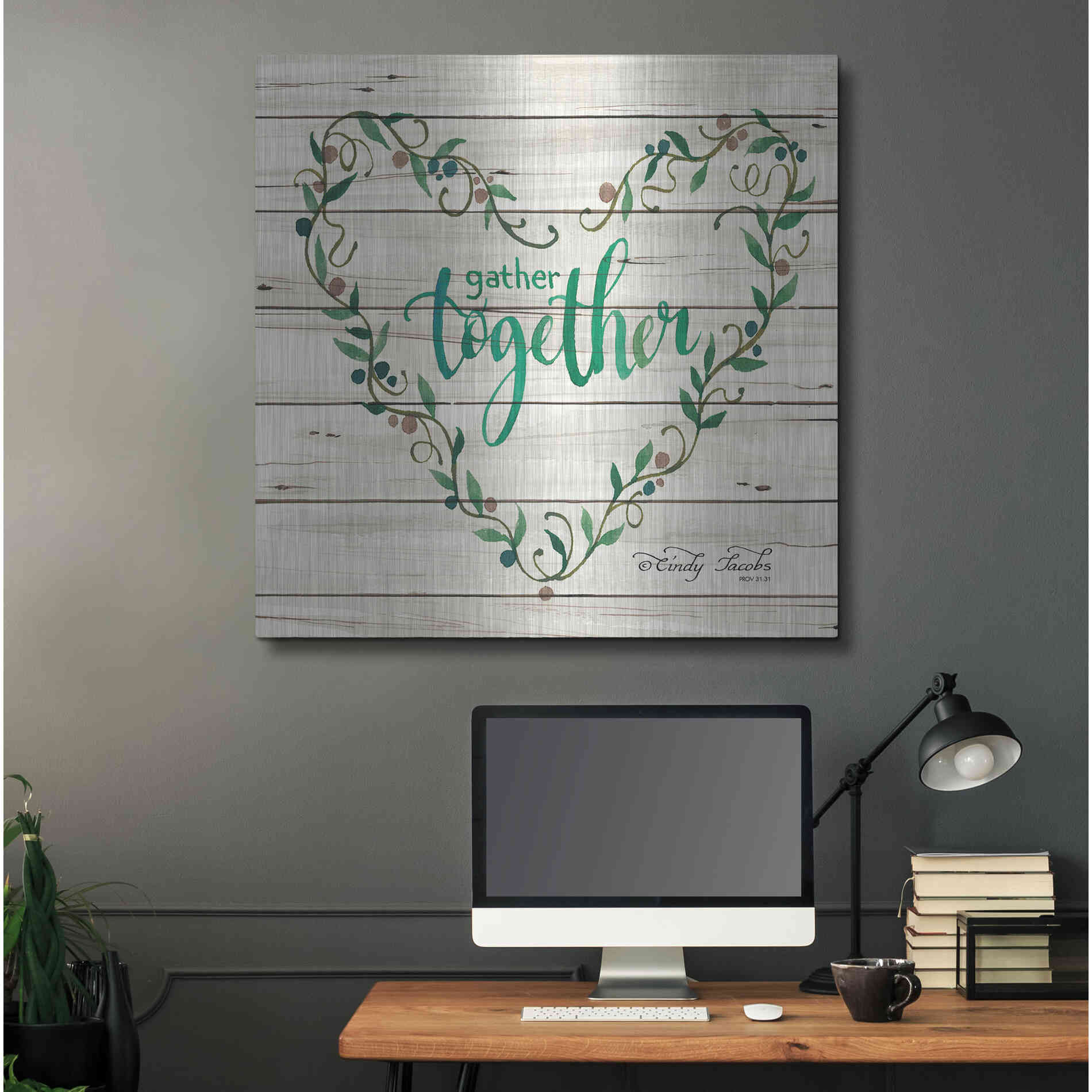 Luxe Metal Art 'Gather Together Heart Wreath' by Cindy Jacobs, Metal Wall Art,36x36