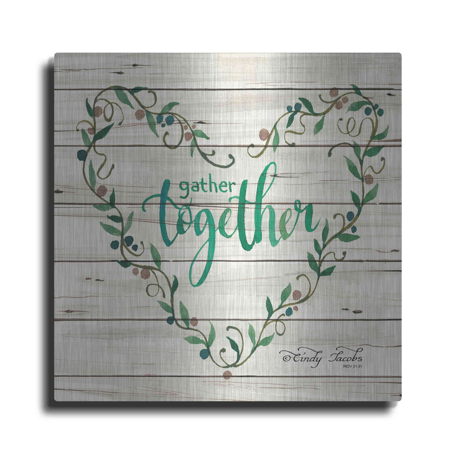 Luxe Metal Art 'Gather Together Heart Wreath' by Cindy Jacobs, Metal Wall Art
