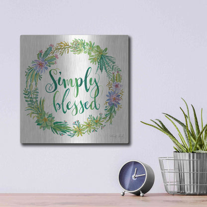 Luxe Metal Art 'Simply Blessed Succulent Wreath' by Cindy Jacobs, Metal Wall Art,12x12