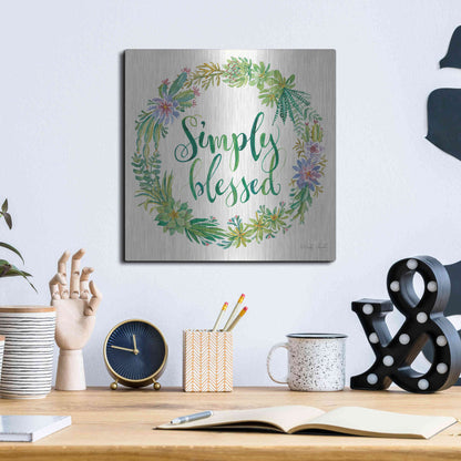 Luxe Metal Art 'Simply Blessed Succulent Wreath' by Cindy Jacobs, Metal Wall Art,12x12