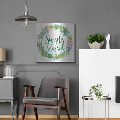 Luxe Metal Art 'Simply Blessed Succulent Wreath' by Cindy Jacobs, Metal Wall Art,24x24