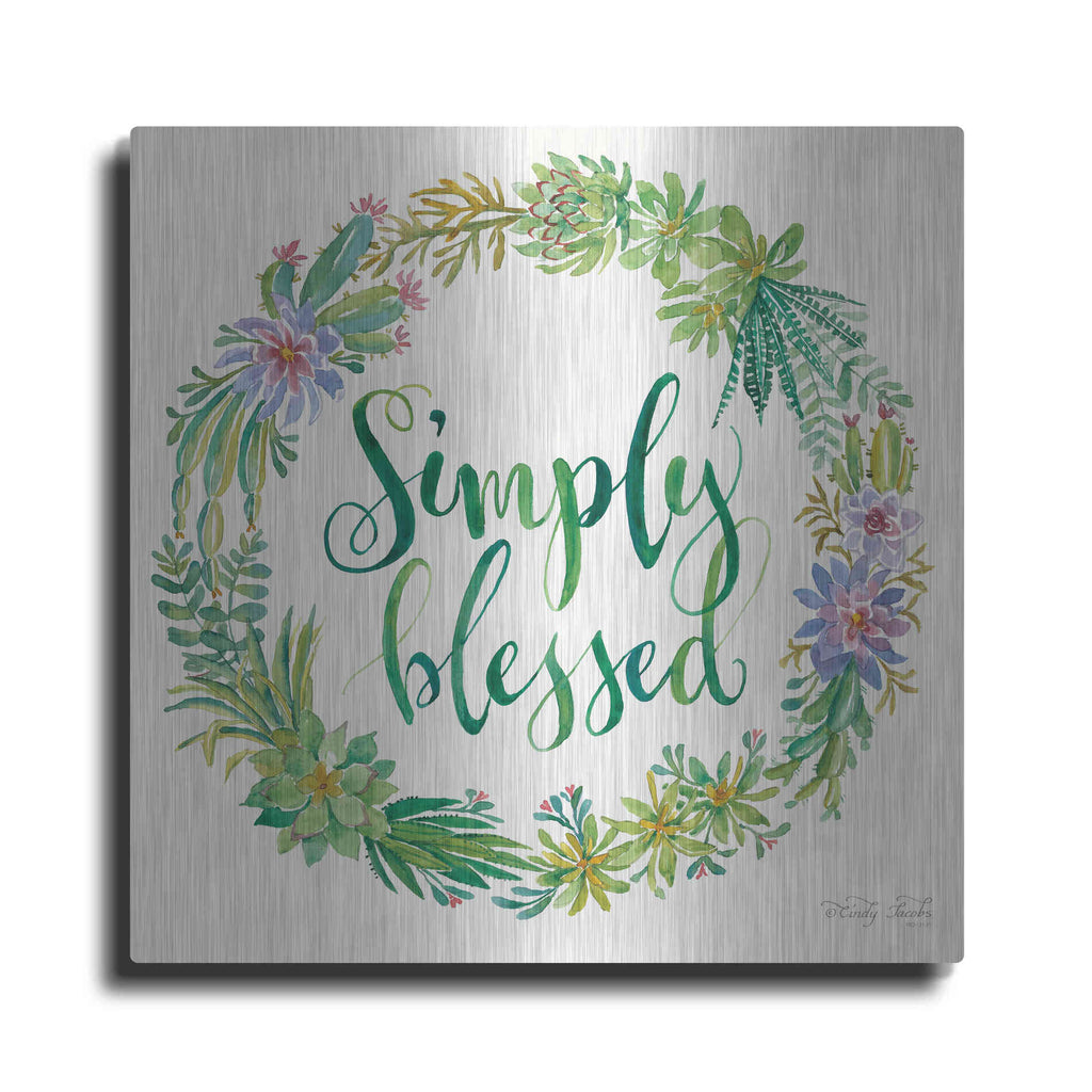 Luxe Metal Art 'Simply Blessed Succulent Wreath' by Cindy Jacobs, Metal Wall Art
