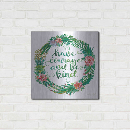 Luxe Metal Art 'Have Courage Succulent Wreath' by Cindy Jacobs, Metal Wall Art,24x24