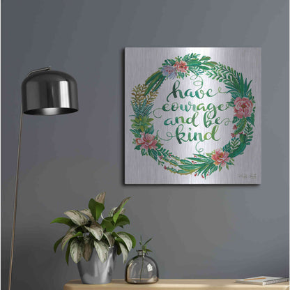 Luxe Metal Art 'Have Courage Succulent Wreath' by Cindy Jacobs, Metal Wall Art,24x24