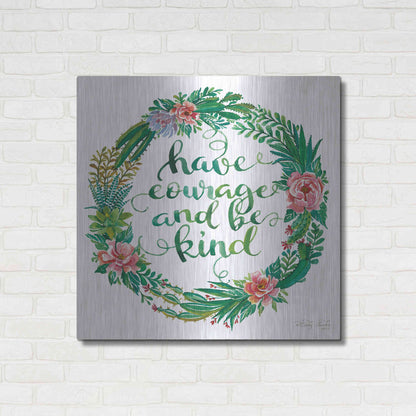 Luxe Metal Art 'Have Courage Succulent Wreath' by Cindy Jacobs, Metal Wall Art,36x36