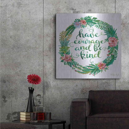 Luxe Metal Art 'Have Courage Succulent Wreath' by Cindy Jacobs, Metal Wall Art,36x36