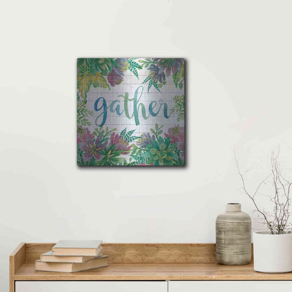 Luxe Metal Art 'Gather Succulents' by Cindy Jacobs, Metal Wall Art,12x12