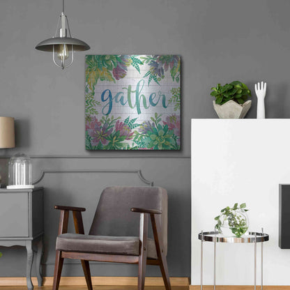 Luxe Metal Art 'Gather Succulents' by Cindy Jacobs, Metal Wall Art,24x24