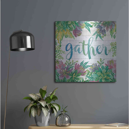 Luxe Metal Art 'Gather Succulents' by Cindy Jacobs, Metal Wall Art,24x24