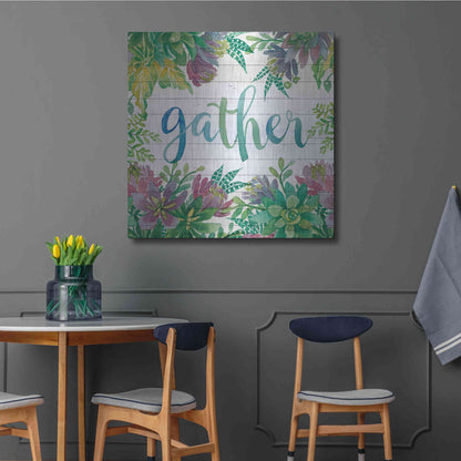 Luxe Metal Art 'Gather Succulents' by Cindy Jacobs, Metal Wall Art,36x36