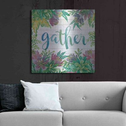 Luxe Metal Art 'Gather Succulents' by Cindy Jacobs, Metal Wall Art,36x36