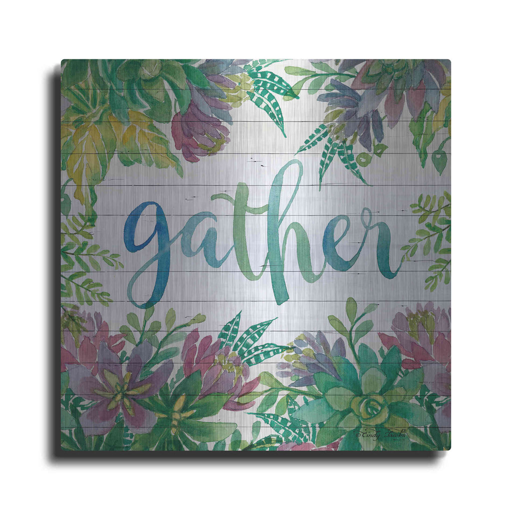 Luxe Metal Art 'Gather Succulents' by Cindy Jacobs, Metal Wall Art