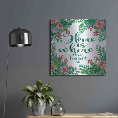 Luxe Metal Art 'Home Is Succulents' by Cindy Jacobs, Metal Wall Art,24x24