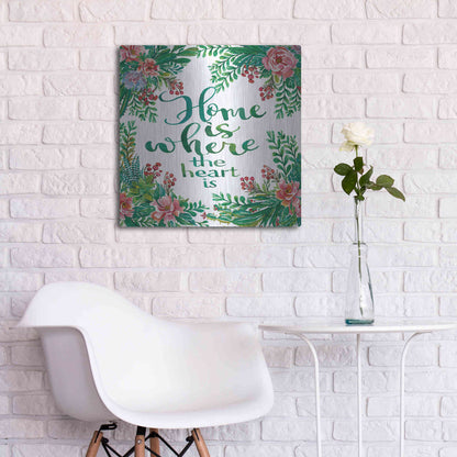 Luxe Metal Art 'Home Is Succulents' by Cindy Jacobs, Metal Wall Art,24x24