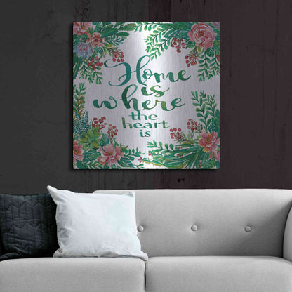 Luxe Metal Art 'Home Is Succulents' by Cindy Jacobs, Metal Wall Art,36x36