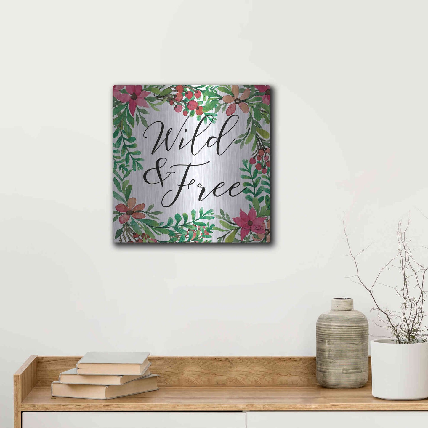 Luxe Metal Art 'Wild & Free Greenery' by Cindy Jacobs, Metal Wall Art,12x12